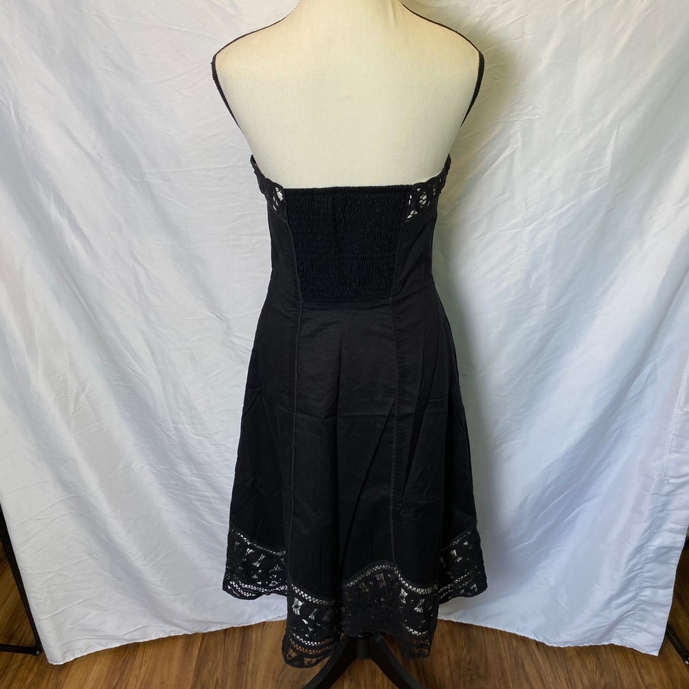 White House Black Market Strapless Dress Womens 6 Black Whimsigoth Dark Coquette - Picture 5 of 10